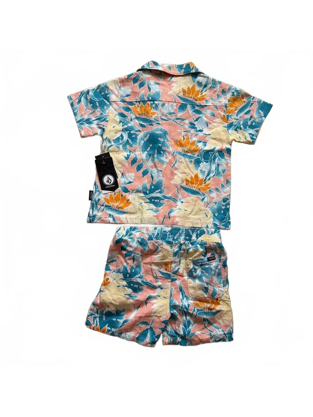 Volcom Leaf Pit Floral Short Sleeve Shirt Shorts Matching Set Resortwear 4 NWT